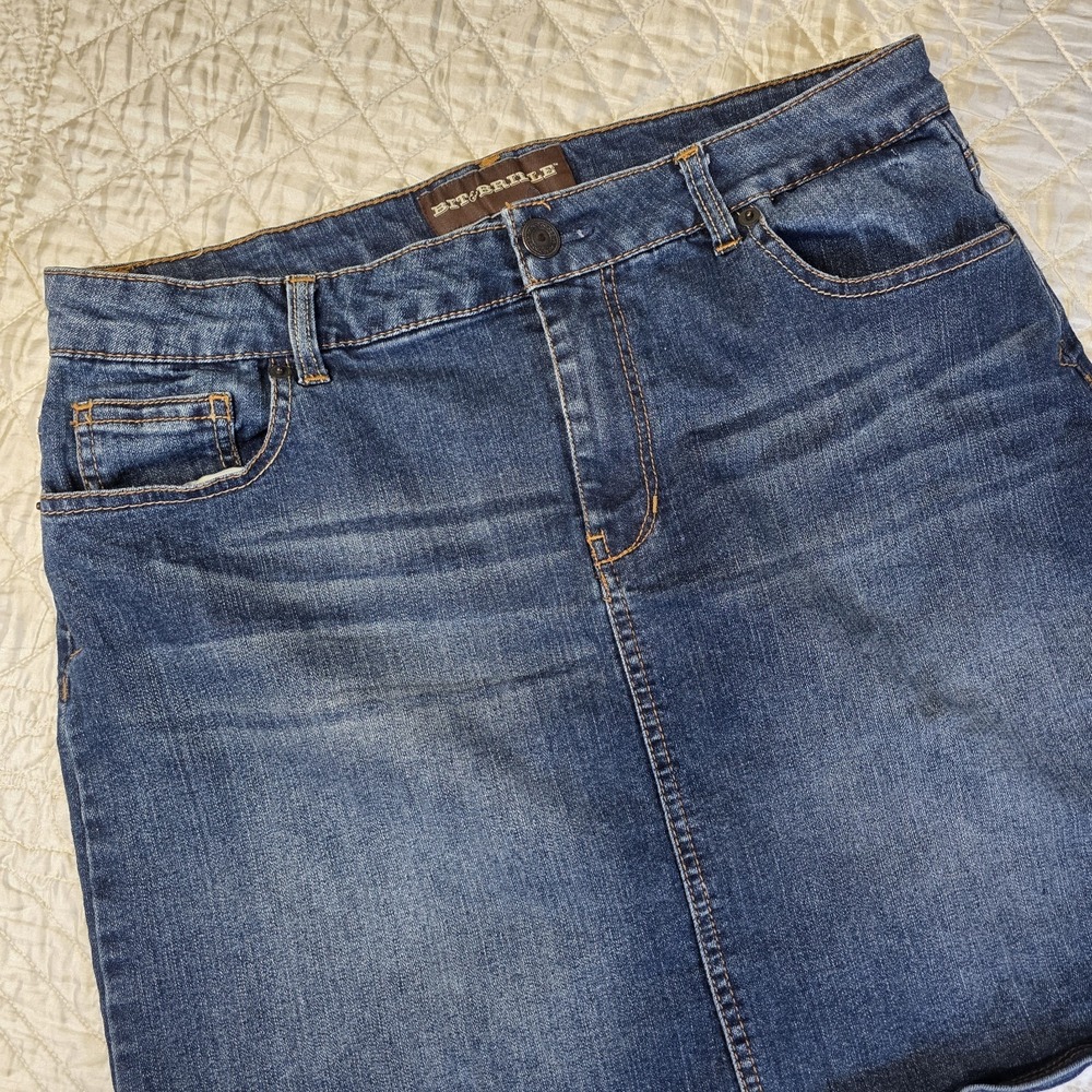 Bit & Bridle Womens 12 Denim Skirt‎ Medium Wash A-Line Mini 90s Style Stretch